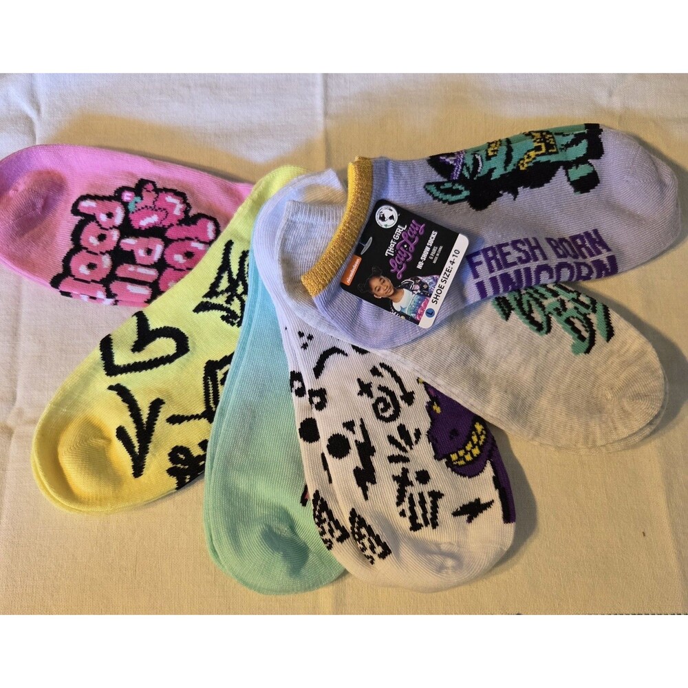 Six Pairs Of Girls Socks. That Girl Lay Lay. Nickelodeon.Shoe Size 10 1/2 -4 ๏ฟผ๏ฟผ